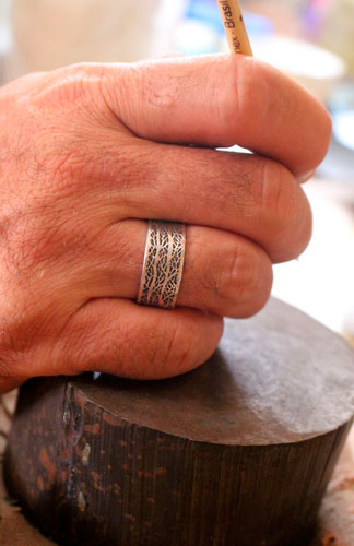 Le chant de la forêt, bague branches d’arbre en argent