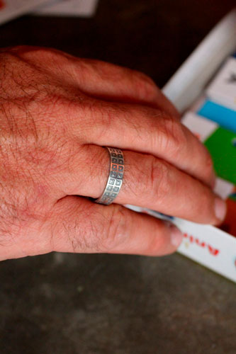 Le ciel et la terre, bague ronds et carrés en argent