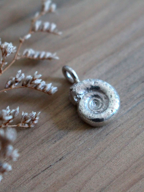 Le cycle de la vie, pendentif ammonite en argent 