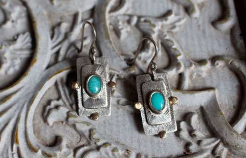 Le songe d’une étoile, boucles d’oreilles célestes en argent, or et amazonite