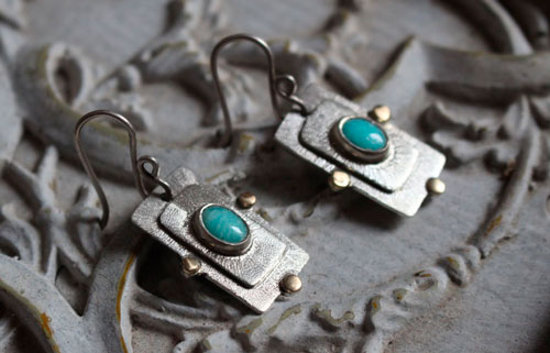 Le songe d’une étoile, boucles d’oreilles célestes en argent, or et amazonite