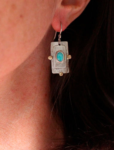 Le songe d’une étoile, boucles d’oreilles célestes en argent, or et amazonite