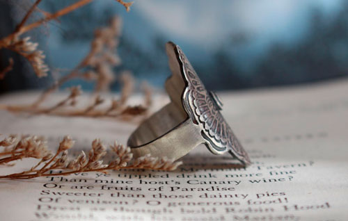 Les amants papillons, bague légende chinoise en argent