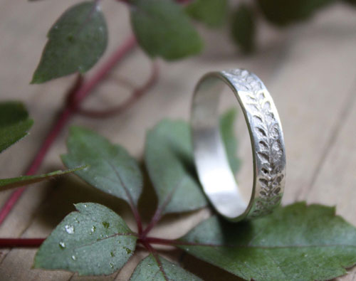 Lierre, bague végétale en argent