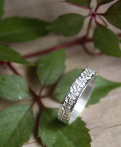 Lierre, bague végétale en argent