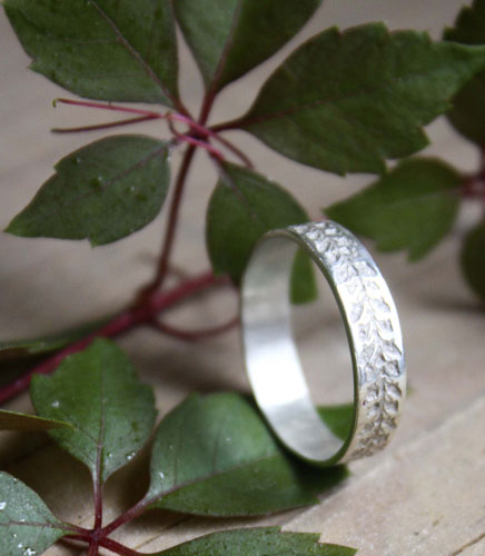Lierre, bague végétale en argent