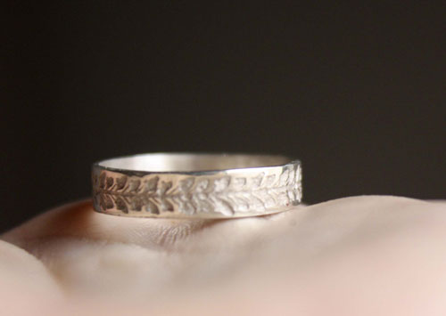 Lierre, bague végétale en argent