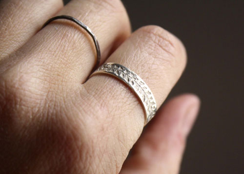 Lierre, bague végétale en argent