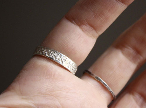 Lierre, bague végétale en argent
