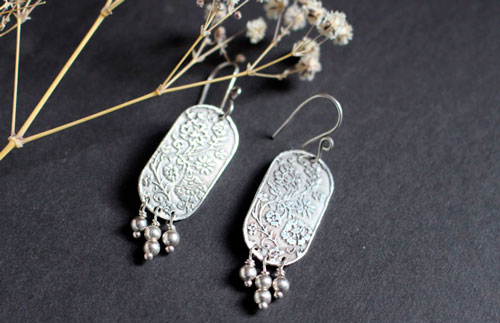 Lina, boucles d’oreilles fleurs asiatiques en argent