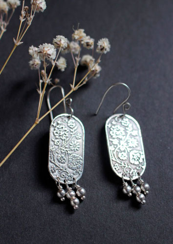 Lina, boucles d’oreilles fleurs asiatiques en argent