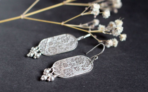 Lina, boucles d’oreilles fleurs asiatiques en argent
