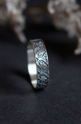 Liseron, bague plante trilobée en argent