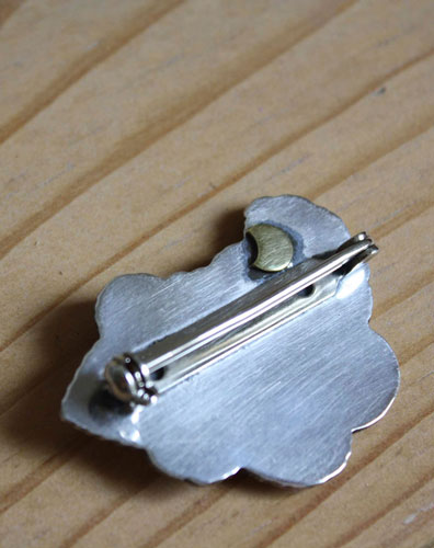 Lune de perse, broche route de la soie en argent et ambre