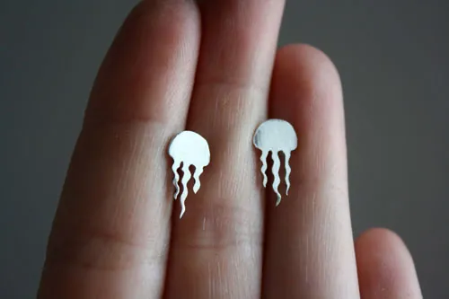 Méduse, boucles d’oreilles animal marin en argent