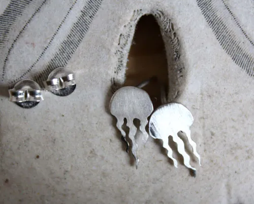 Méduse, boucles d’oreilles animal marin en argent