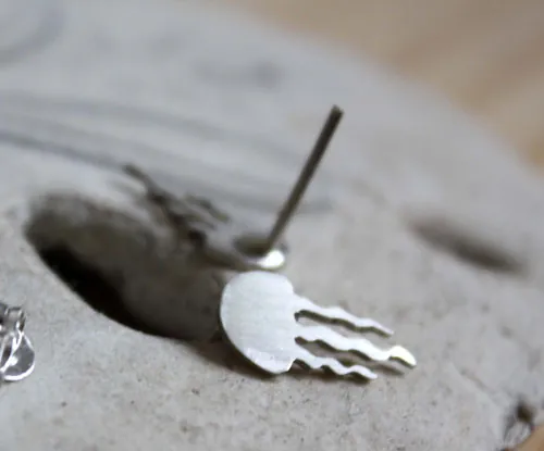 Méduse, boucles d’oreilles animal marin en argent