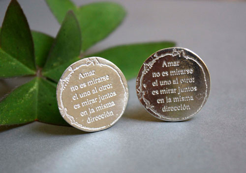 Mirar juntos, boutons de manchette citation du petit prince en argent