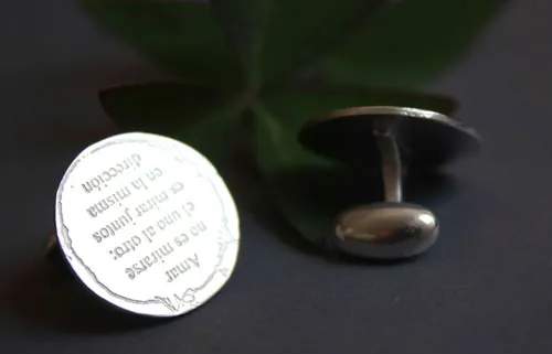 Mirar juntos, boutons de manchette citation du petit prince en argent