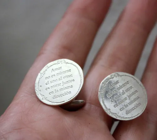 Mirar juntos, boutons de manchette citation du petit prince en argent
