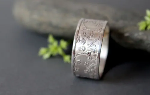 Misaki, bague branches de cerisier japonais en argent
