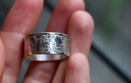 Misaki, bague branches de cerisier japonais en argent