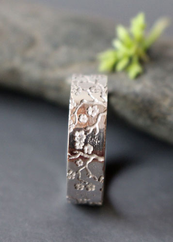 Misao, bague branches de cerisier japonais en argent