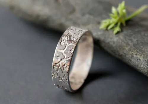 Misao, bague branches de cerisier japonais en argent