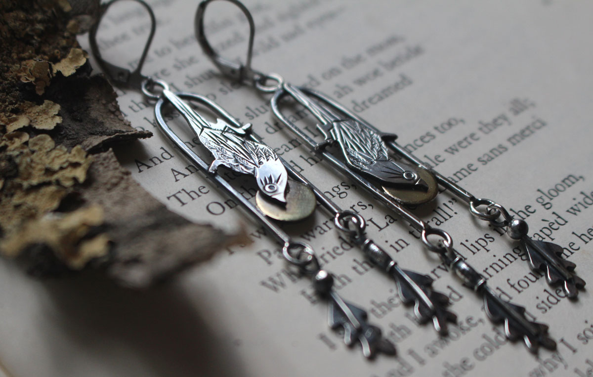 Moineau, boucles d’oreilles oiseau japonais en argent et laiton