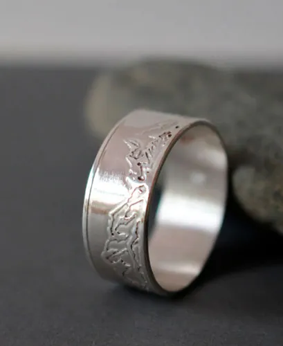 Montagne, bague chaine de montagnes en argent