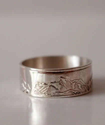 Montagne, bague chaine de montagnes en argent