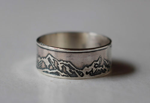 Montagne, bague chaine de montagnes en argent