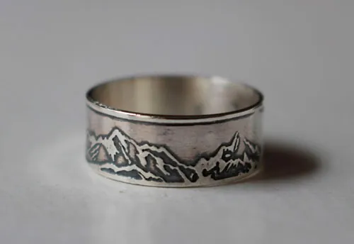 Montagne, bague chaine de montagnes en argent