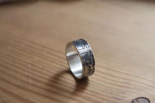 Montagne, bague chaine de montagnes en argent