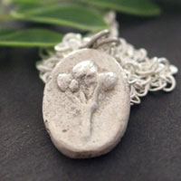 Moringa, collier camée botanique baroque en argent