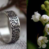 Muguet, bague fleur en argent