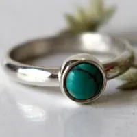 Myosotis, bague fleur bleue en argent et turquoise
