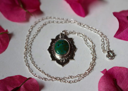 Milli, collier indien en argent et turquoise