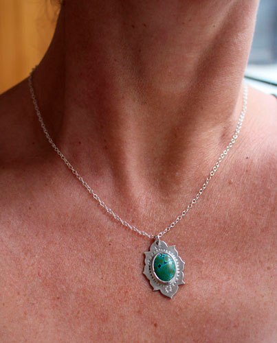 Milli, collier indien en argent et turquoise