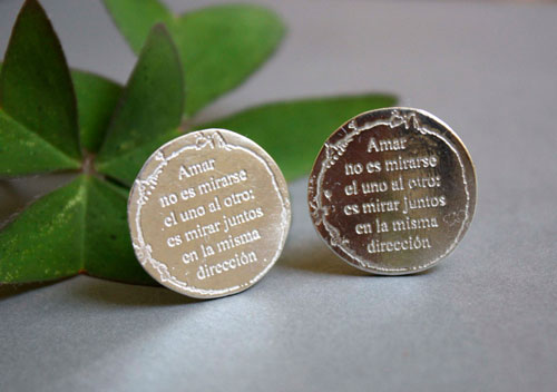 Mirar juntos, boutons de manchette Le Petit Prince en argent et gravure d’une citation