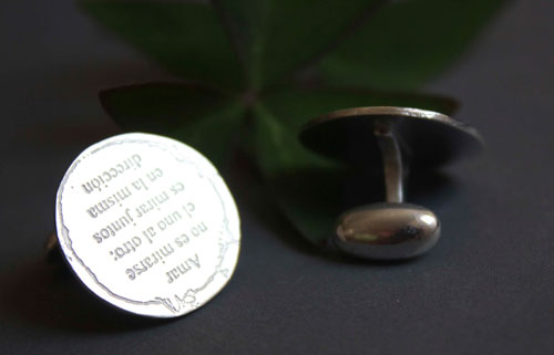 Mirar juntos, boutons de manchette citation du petit prince en argent