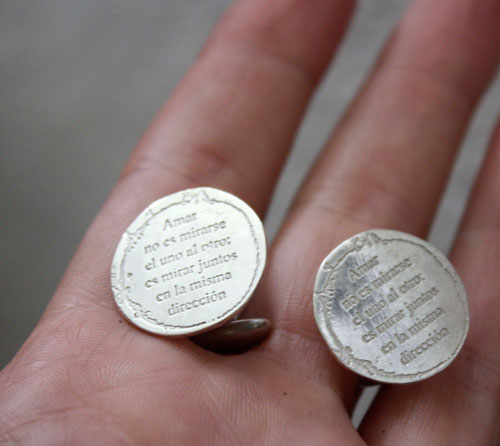 Mirar juntos, boutons de manchette citation du petit prince en argent