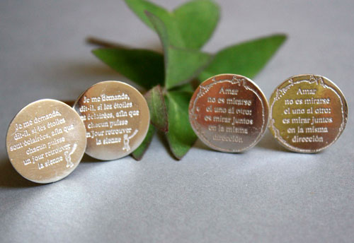 Mirar juntos, boutons de manchette citation du petit prince en argent
