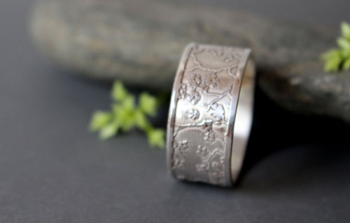 Misaki, bague branche de cerisier japonais en argent