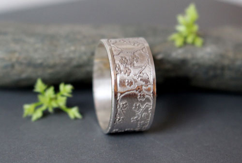 Misaki, bague branche de cerisier japonais en argent