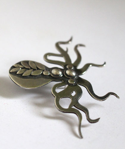 Monsieur Octopus, broche pieuvre ou poulpe en argent