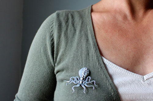 Monsieur octopus, broche pieuvre ou poulpe en argent