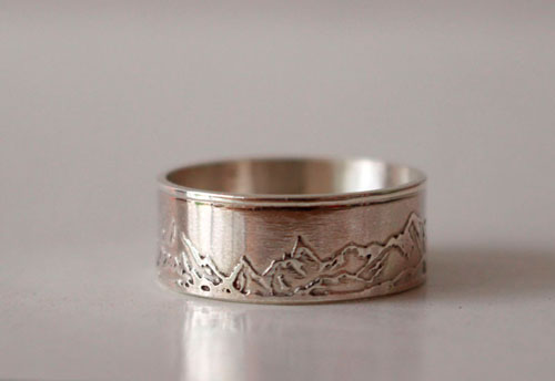 Montagne, bague chaine de montagnes en argent