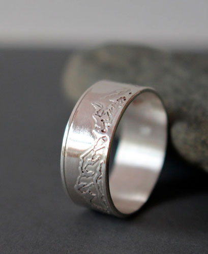Montagne, bague chaine de montagnes en argent