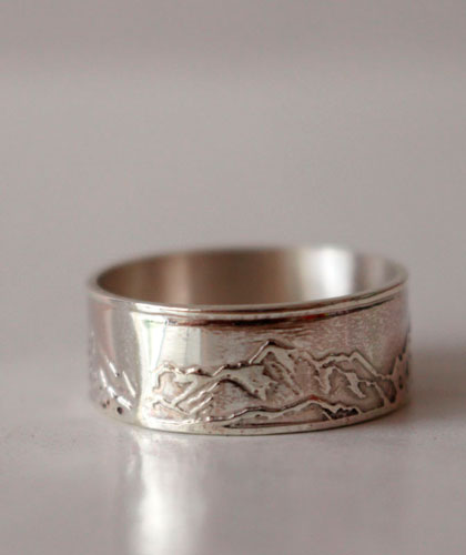 Montagne, bague chaine de montagnes en argent